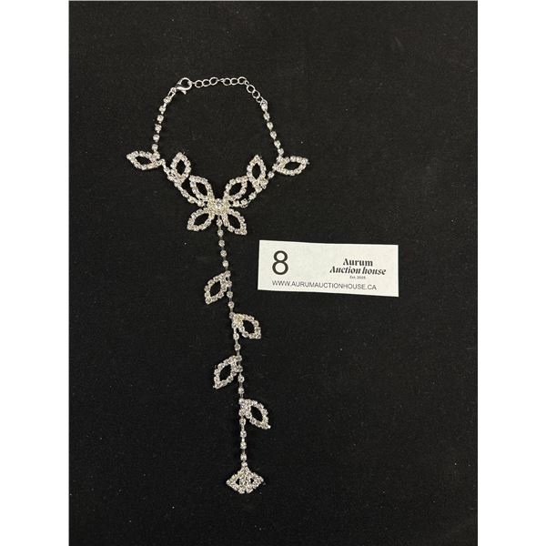 Lovely Silver Plated w/ Rhinestones Bracelet w/ Long Tassel