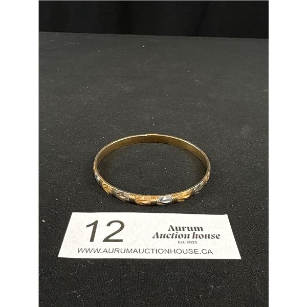 Gold Plated on Steel Engraved Design Bangle