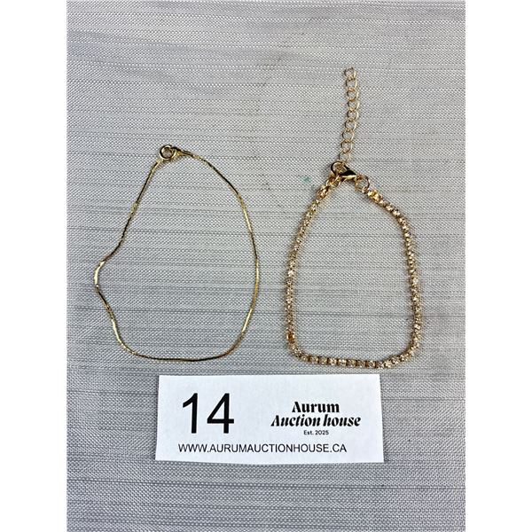 2 Dainty Gold Tone Bracelets
