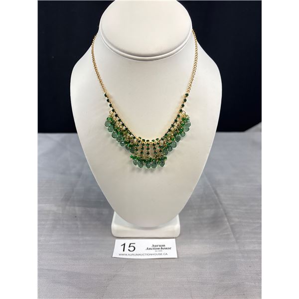 Beautiful Gold Plated Choker Necklace w/ Dangling Tassels