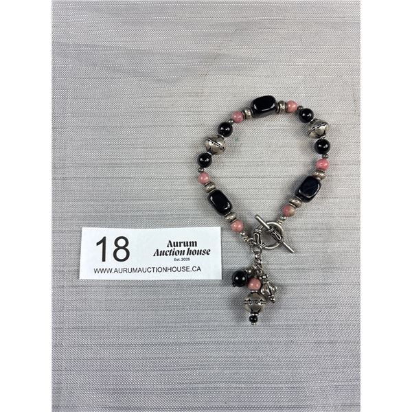 Vintage Silver w/ Gem Stone Beads Bracelet