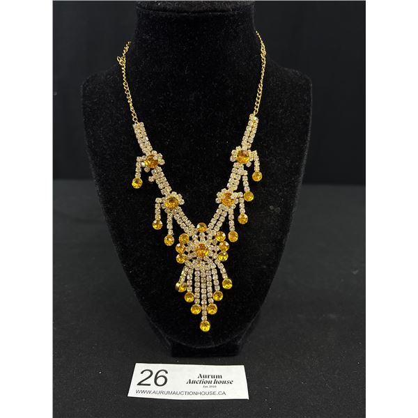 Outstanding Gold Plated w/ Rhinestones Choker Necklace