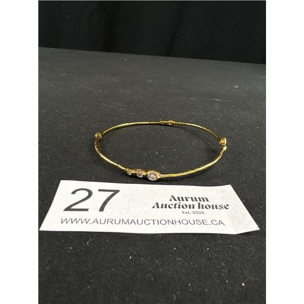 Hand Crafted Gold w/ Brilliant Shiny Stones Bangle