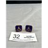 Image 1 : Pair of Vintage Gold Plated w/ Ultra Blue Fraternity Cuff Links