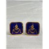 Image 2 : Pair of Vintage Gold Plated w/ Ultra Blue Fraternity Cuff Links