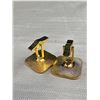 Image 3 : Pair of Vintage Gold Plated w/ Ultra Blue Fraternity Cuff Links