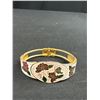 Image 4 : Vintage Gold w/ Enamel Hinged Bangle