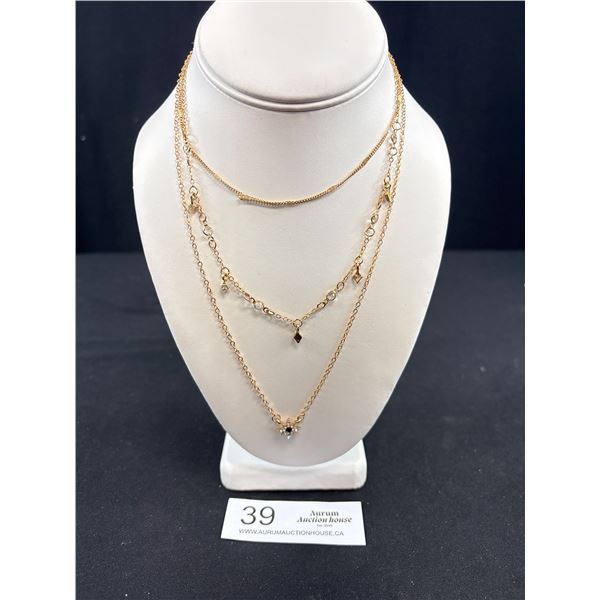 Vintage Gold Triple Strand Necklace