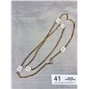 Image 3 : Vintage Gold Plated Linked w/ White Porcelain Necklace, Extra Length