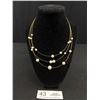 Image 1 : Triple Strand Gold Plated w/ Pearls Necklace