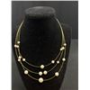 Image 2 : Triple Strand Gold Plated w/ Pearls Necklace