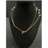 Image 3 : Triple Strand Gold Plated w/ Pearls Necklace