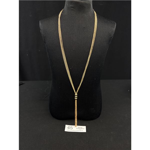 Vintage Multi Strand Gold Tone Necklace w/ Tassel
