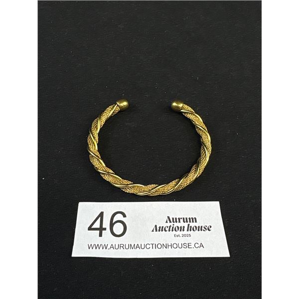 Nice 18K Gold Plated Twisted Design Open Cuff Bangle