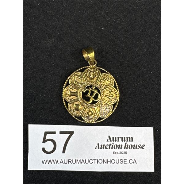 Vintage Gold Pendant 1.2 Inches in Diam.