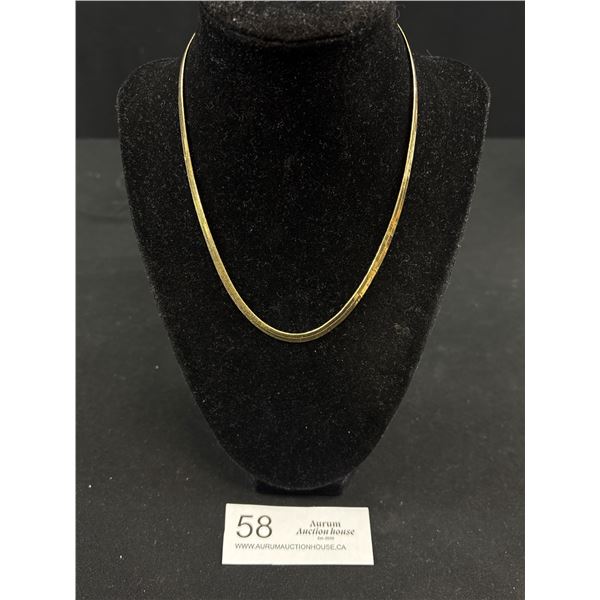 Lovely Gold Tone Flat Chain Choker Necklace