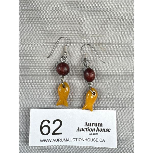 Pair of Vintage Butterscotch Amber Dangle Earrings