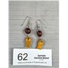 Image 1 : Pair of Vintage Butterscotch Amber Dangle Earrings