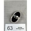 Image 2 : Large Silver w/ Black Stone Ring, Very Heavy in Weight, Size 7