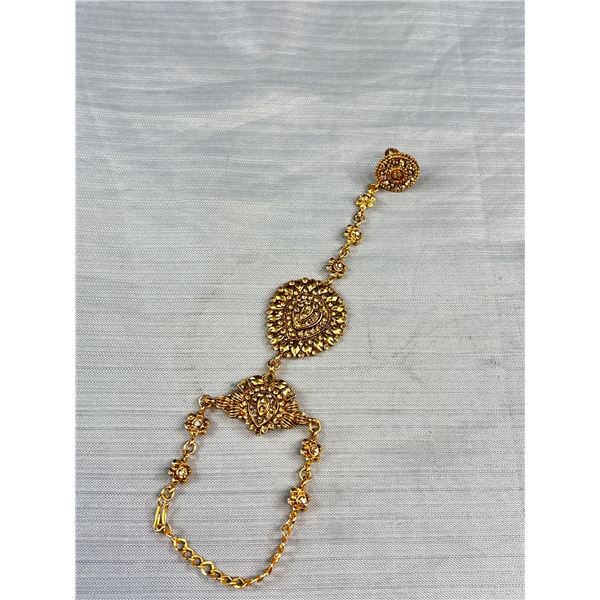 Vintage Gold Plated Ring w/ Bracelet Attached