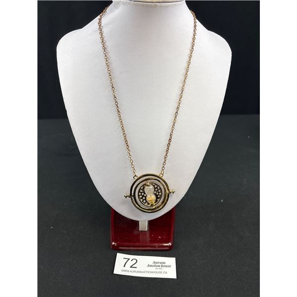 Vintage Sand Clock Pendant w/ Chain Necklace