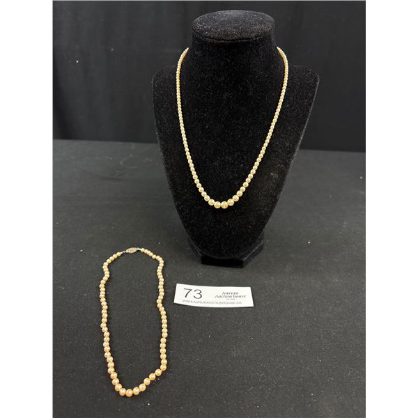 2 Vintage Pearls Necklace w/ Original Silver Filligree Clasps