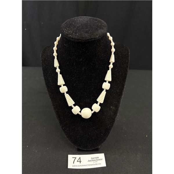 Vintage Milk Glass Beads Necklace