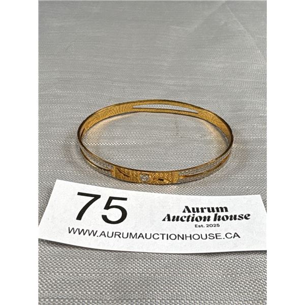 Vintage Hand Crafted Gold Plated + Silver Bangle