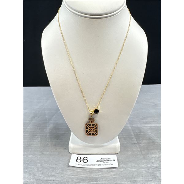 Gold Plated Coco Chanel Pendant w/ Chain Necklace
