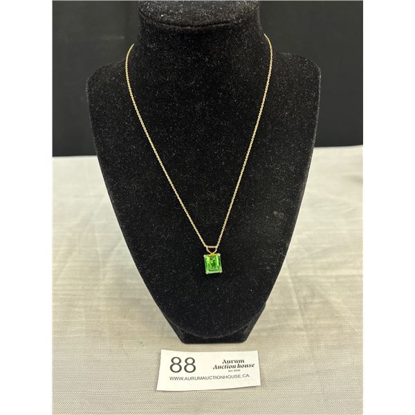 Gold Filled Chain of Green Stone Necklace