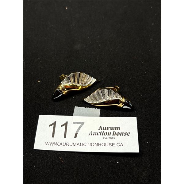 1980s Metallic Statement Earrings By Butler - Unique Style w/Mixed Metals
