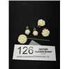 Image 1 : Vintage Carved Roses Earrings and Lapel Pin