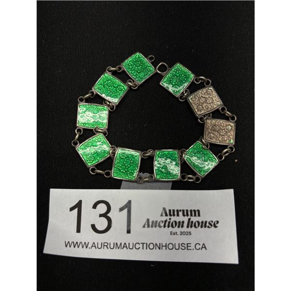 Vintage Sterling and Enamel Panel Bracelet (As Found - Possibly David Anderson Norway)