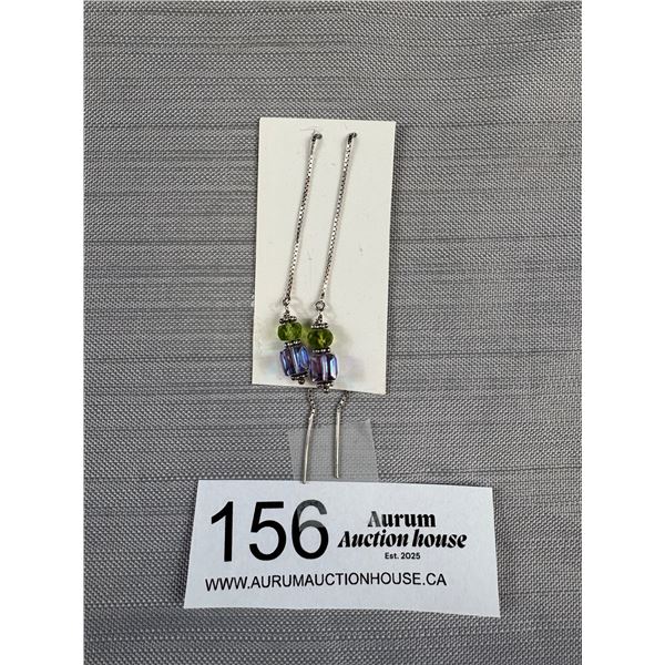 925 Sterling Silver Box Link Hanging Earrings - 5.5" Long - Tested
