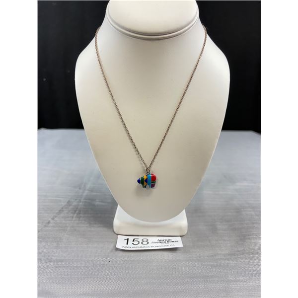 Vintage 925 Sterling Silver 18" Cable Link Chain & Zuni Bear Pendant - Tested