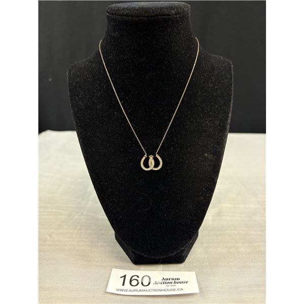Gold Over 925 Sterling Silver 18" Adjustable Horseshoe Necklace - Tested