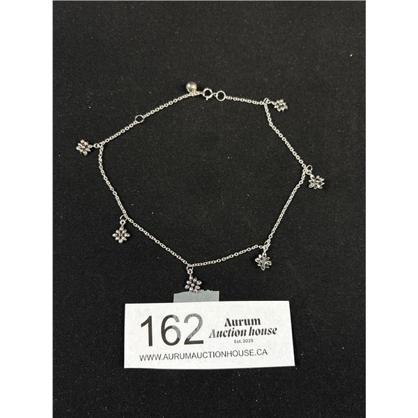 925 Sterling Silver Ankelet - Adjustable Max Length 10.75" - Tested