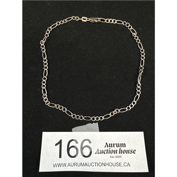 925 Sterling Silver Figaro Link Ankelet - With Lobster Clasp - 10.75" - Tested