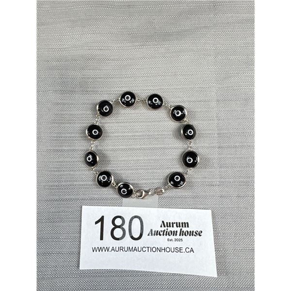 925 Sterling Silver Evil Eye 7" Bracelet With Lobster Clasp - Tested