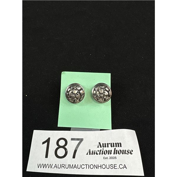 925 Sterling Silver Stud Earrings - Approx .5" Across - Tested