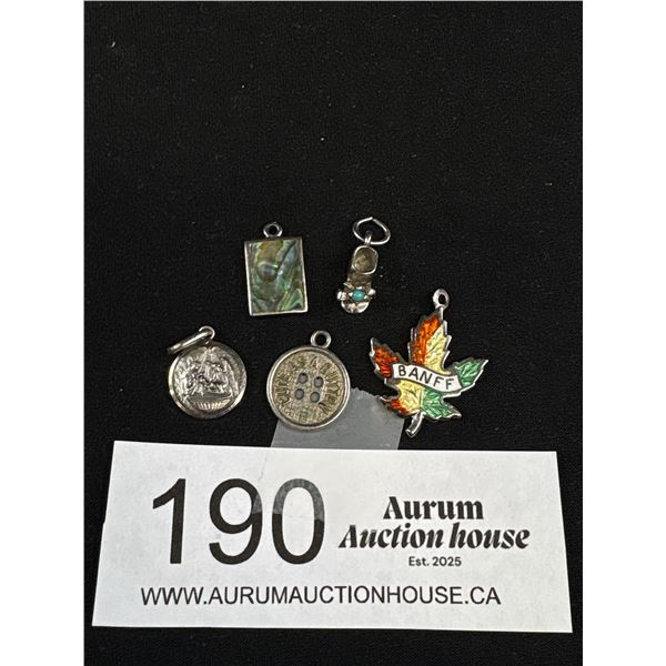 925 Sterling Silver 5 Charm/Pendant Lot All Marked & Tested