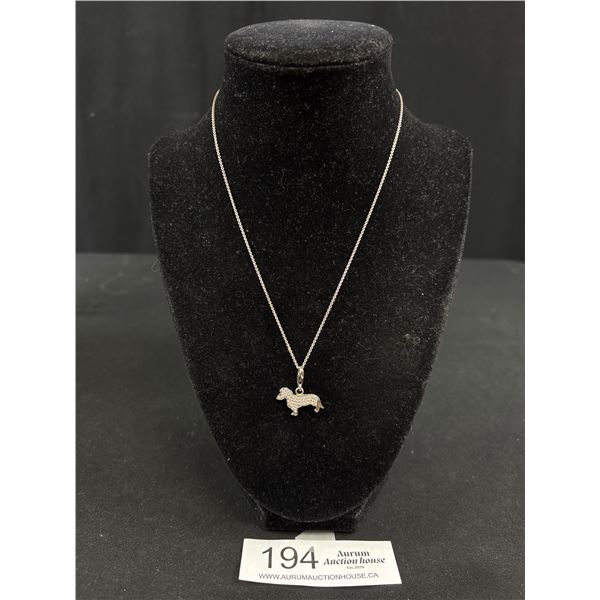 925 Sterling Silver Both Signed Thomas Sabo - 16" Chain & Dachshund Dog Pendant - Tested