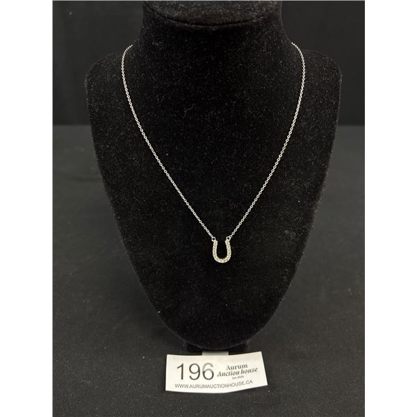 925 Sterling Silver Horseshoe Necklace 17" & 2" Extender - Tested