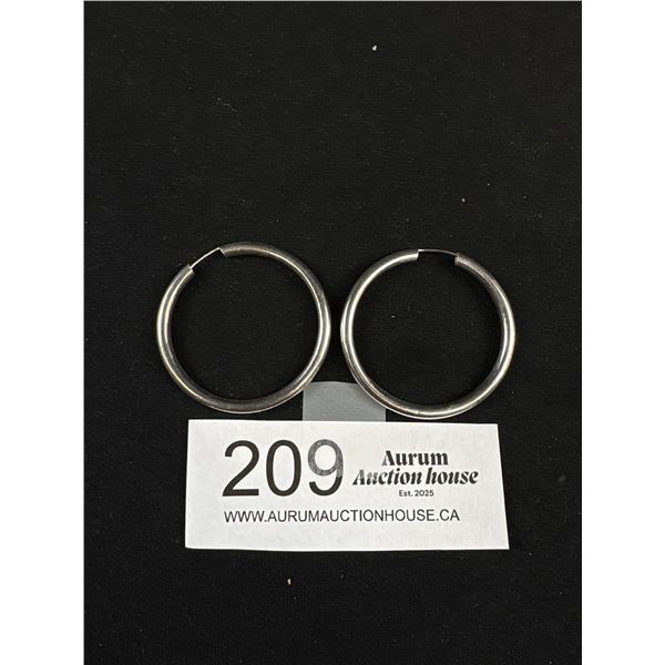 925 Sterling Silver Italy 1.5" Hoop Earrings -Tested