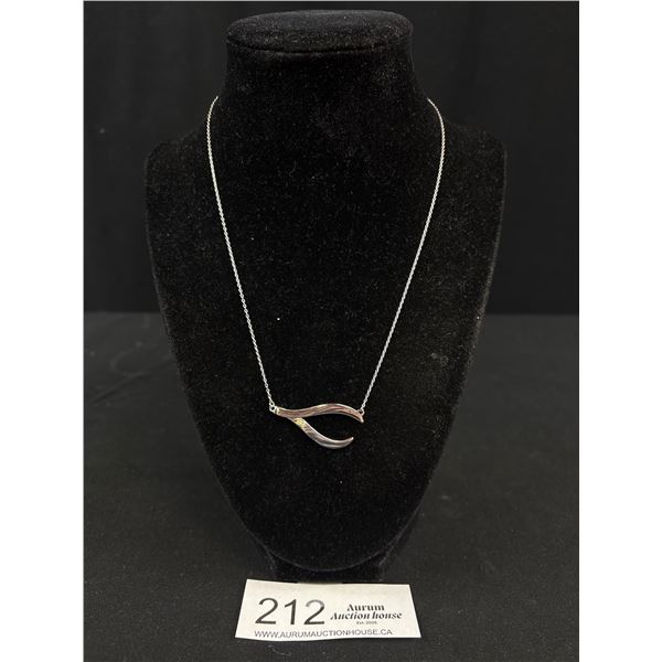 925 Sterling Silver Signed ATI Wishbone 18" Necklace -Tested