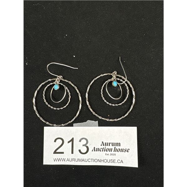 925 Sterling Silver Triple Circle Hoop Earrings - 2" Drop - Tested