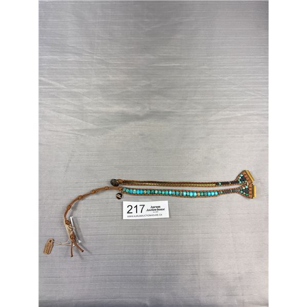 Samsung Galaxy Kape Diablo 20mm Watch Strap w/ Turqouise Stones and Beads w/ Leather Style Detailing