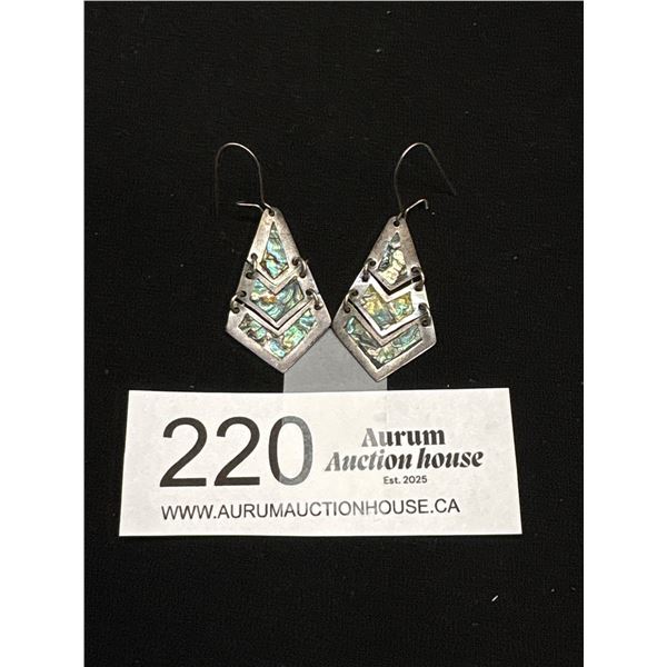 Pair of Sterling + Abalone Anticulated Earrings