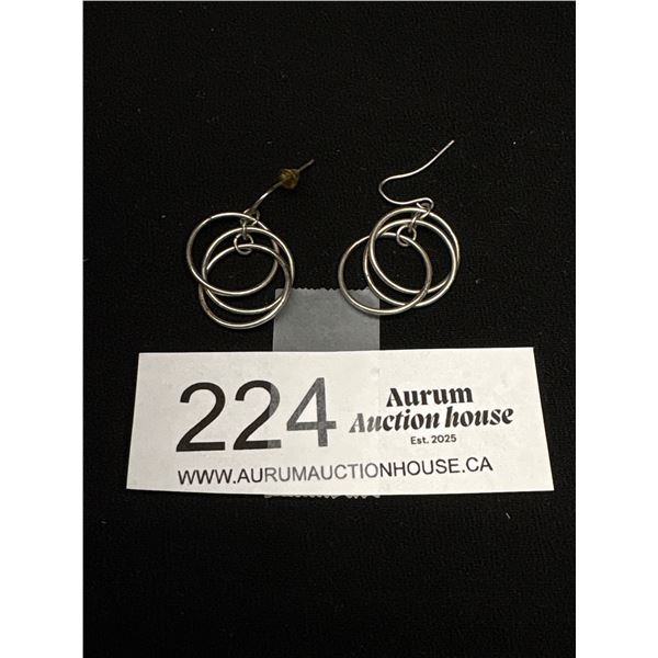 Pair of Sterling Triple Hoop Earrings