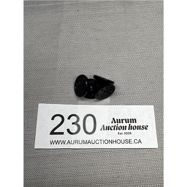 5 Victorian Black Glass Buttons Circa 1880-1890